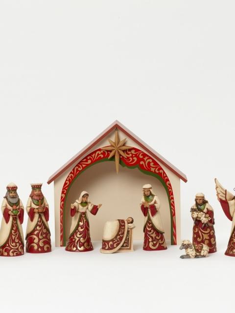 Presepe Con Stalla e pastori